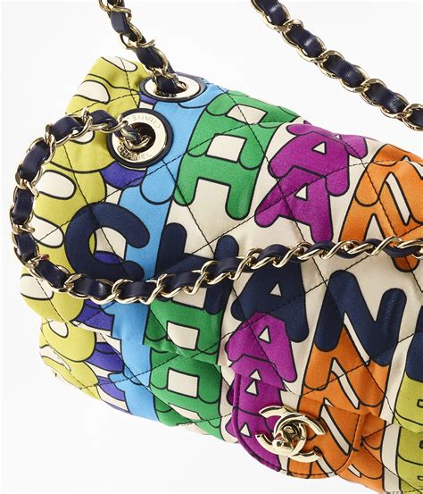 chanel printed fabric & gold-tone metal multicolor|Chanel fabric remnants.